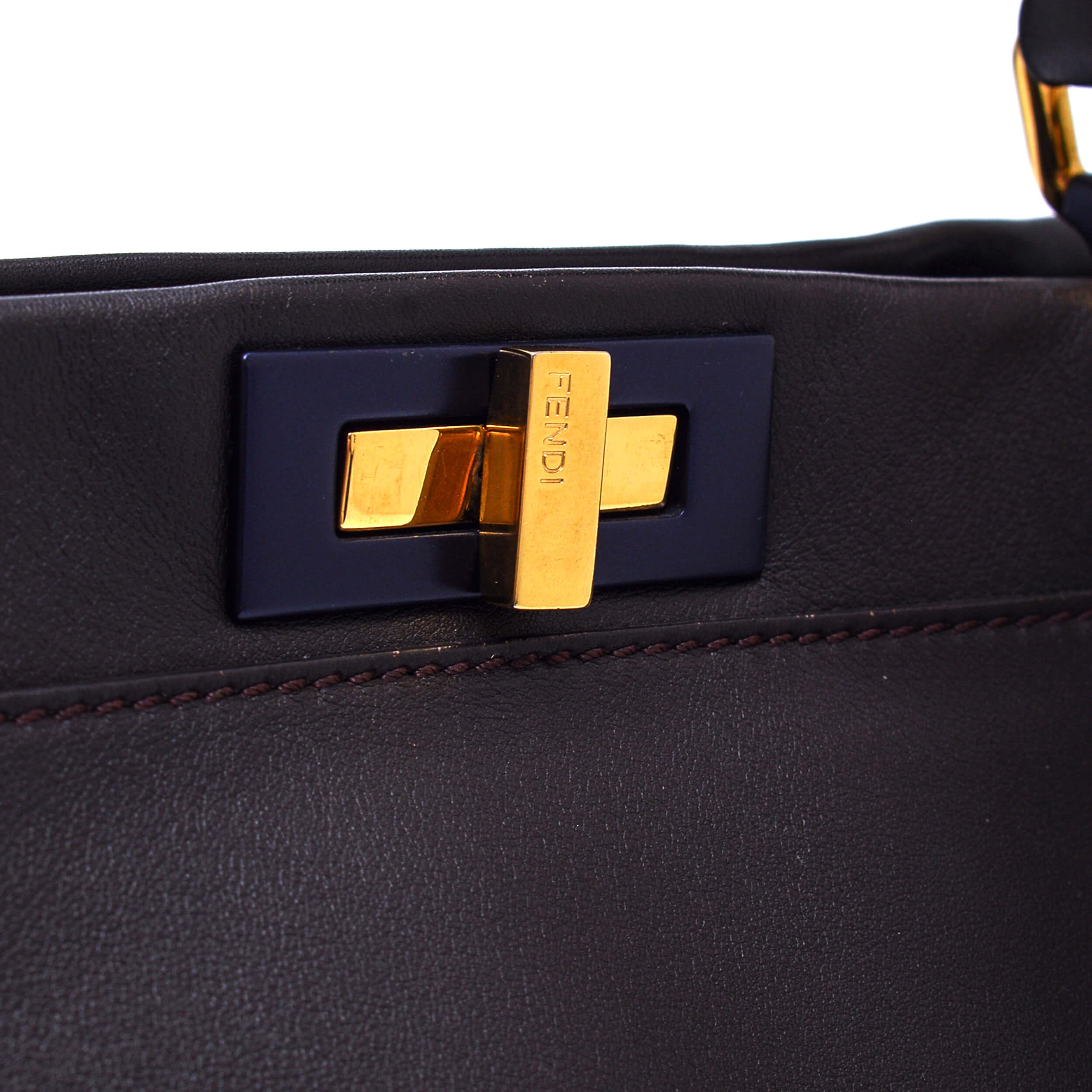 Fendi - Dark Brown Rigid Leather Large Peekaboo